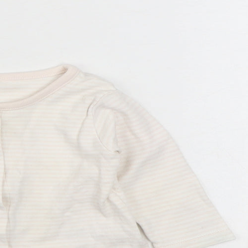 Marks and Spencer Baby Pink Striped 100% Cotton  Pyjama Set Size 3-6 Months  Button