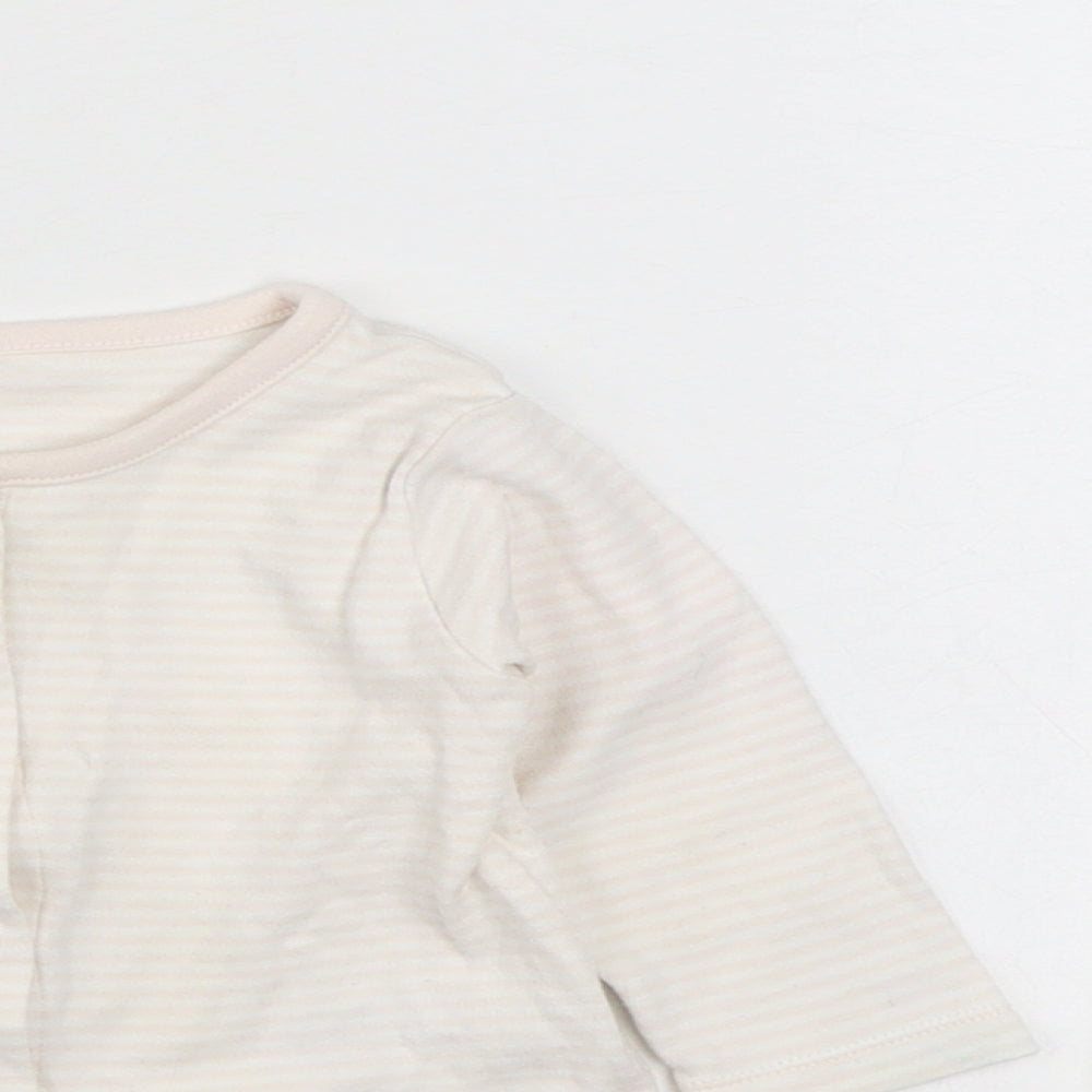 Marks and Spencer Baby Pink Striped 100% Cotton  Pyjama Set Size 3-6 Months  Button