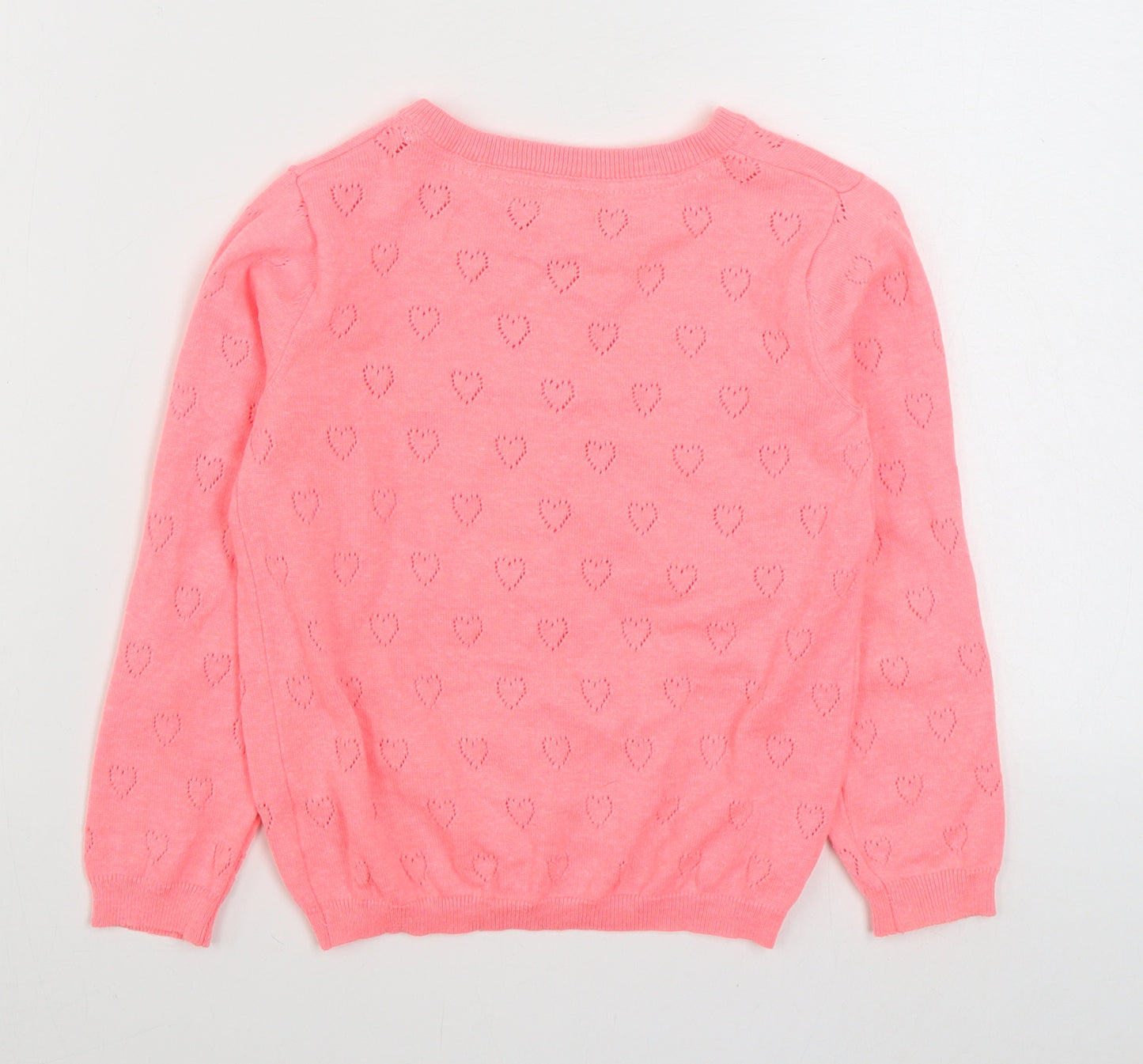Primark Girls Pink Round Neck  Cotton Cardigan Jumper Size 7-8 Years  Button