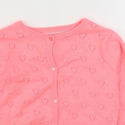 Primark Girls Pink Round Neck  Cotton Cardigan Jumper Size 7-8 Years  Button