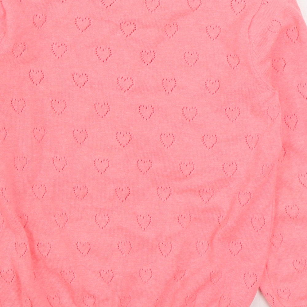 Primark Girls Pink Round Neck  Cotton Cardigan Jumper Size 7-8 Years  Button