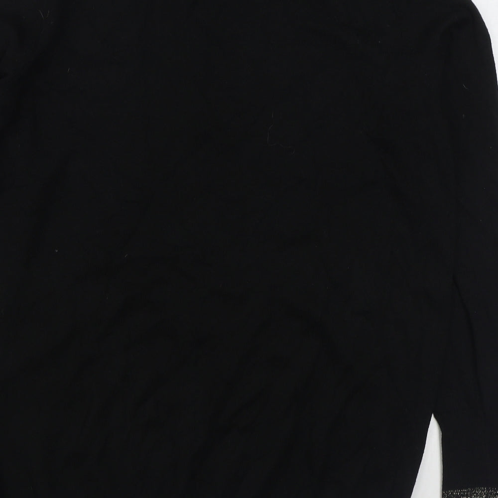 Walli Womens Black Round Neck  Acrylic Pullover Jumper Size M   - Christmas Jumper