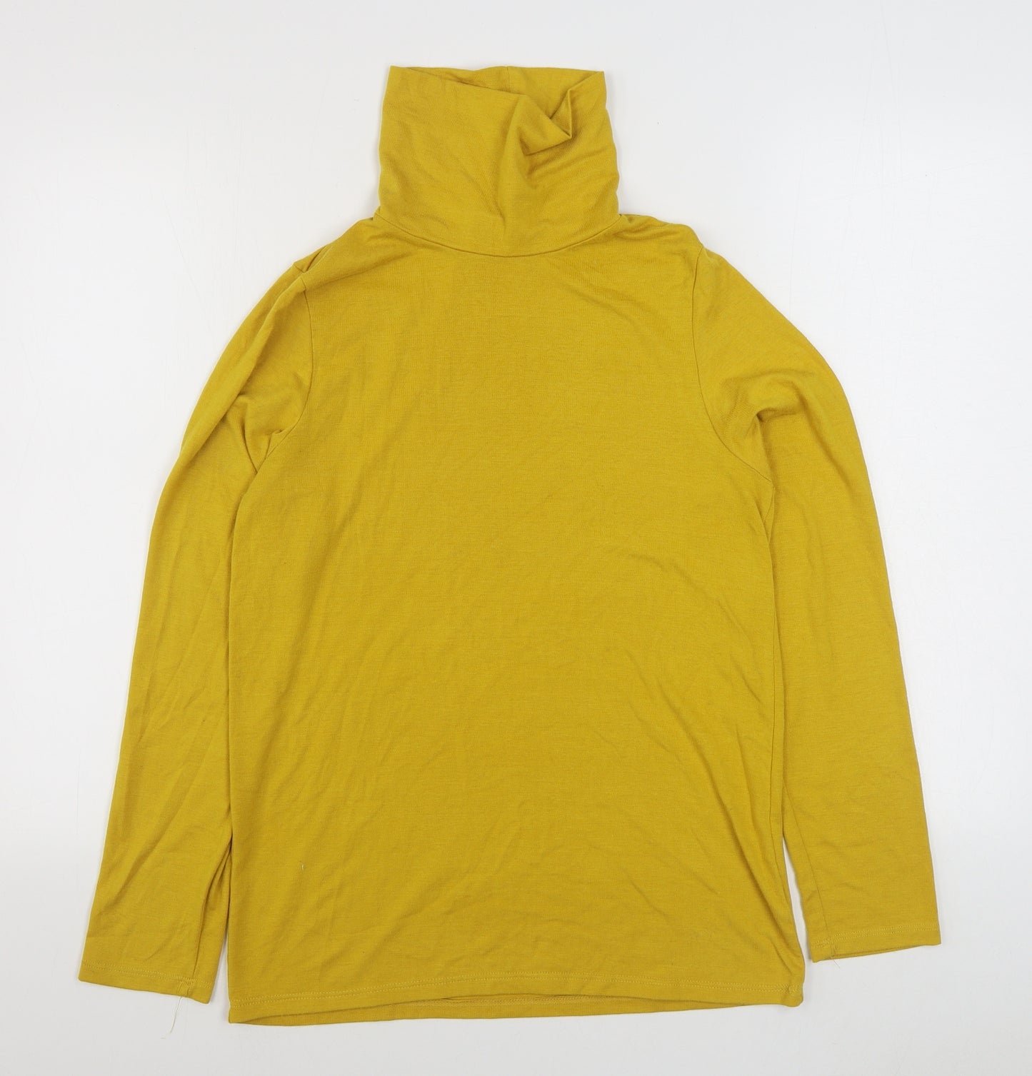 George Womens Yellow  Polyester Basic T-Shirt Size 12 Roll Neck