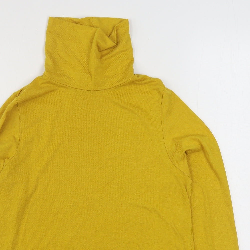 George Womens Yellow  Polyester Basic T-Shirt Size 12 Roll Neck