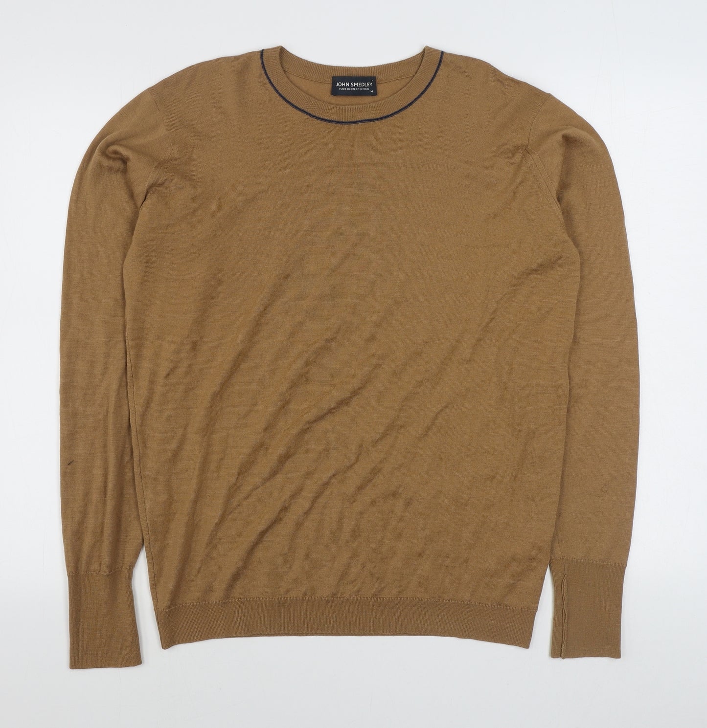 John Smedley Mens Brown Round Neck  Wool Pullover Jumper Size M