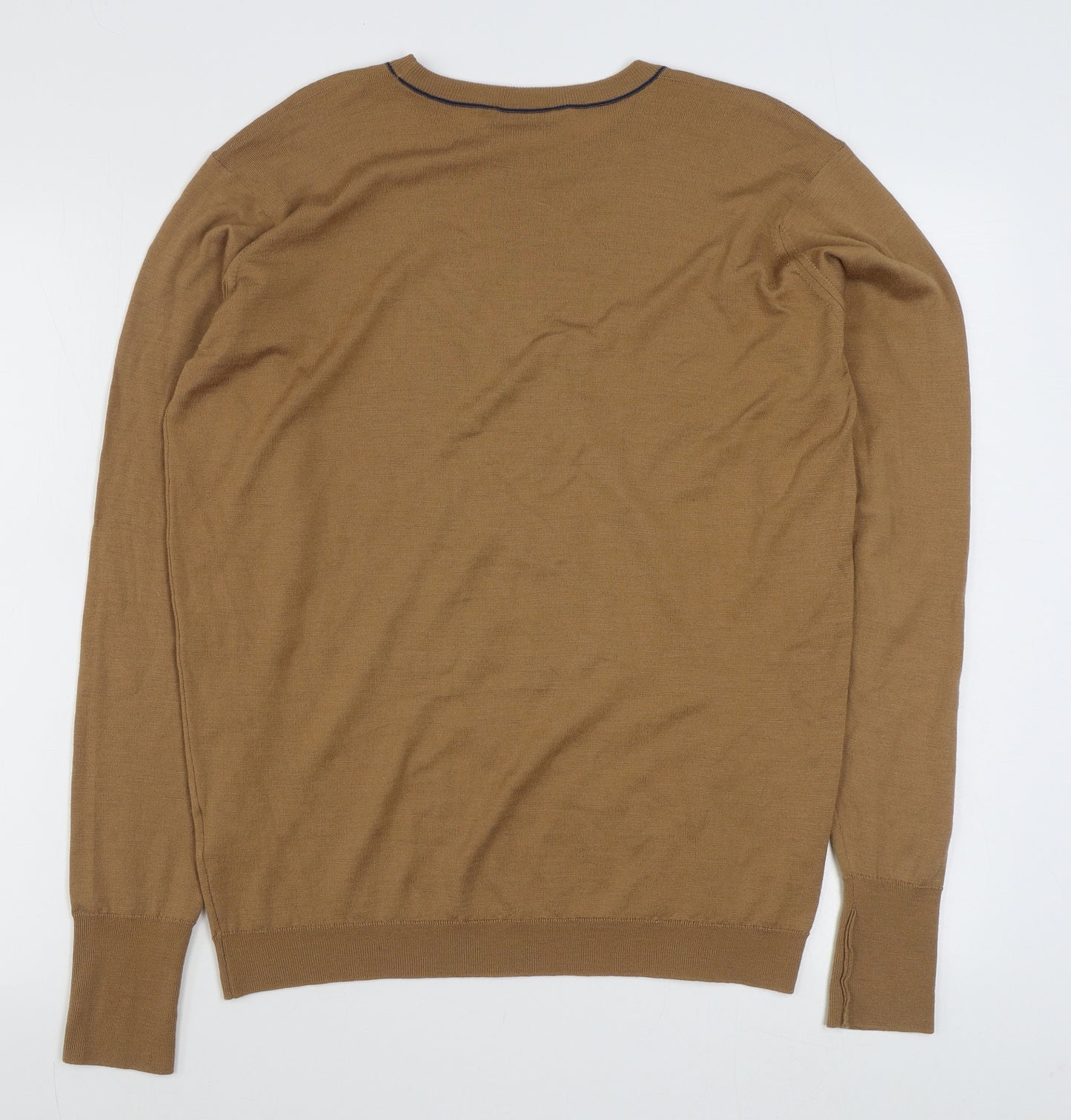 John Smedley Mens Brown Round Neck  Wool Pullover Jumper Size M