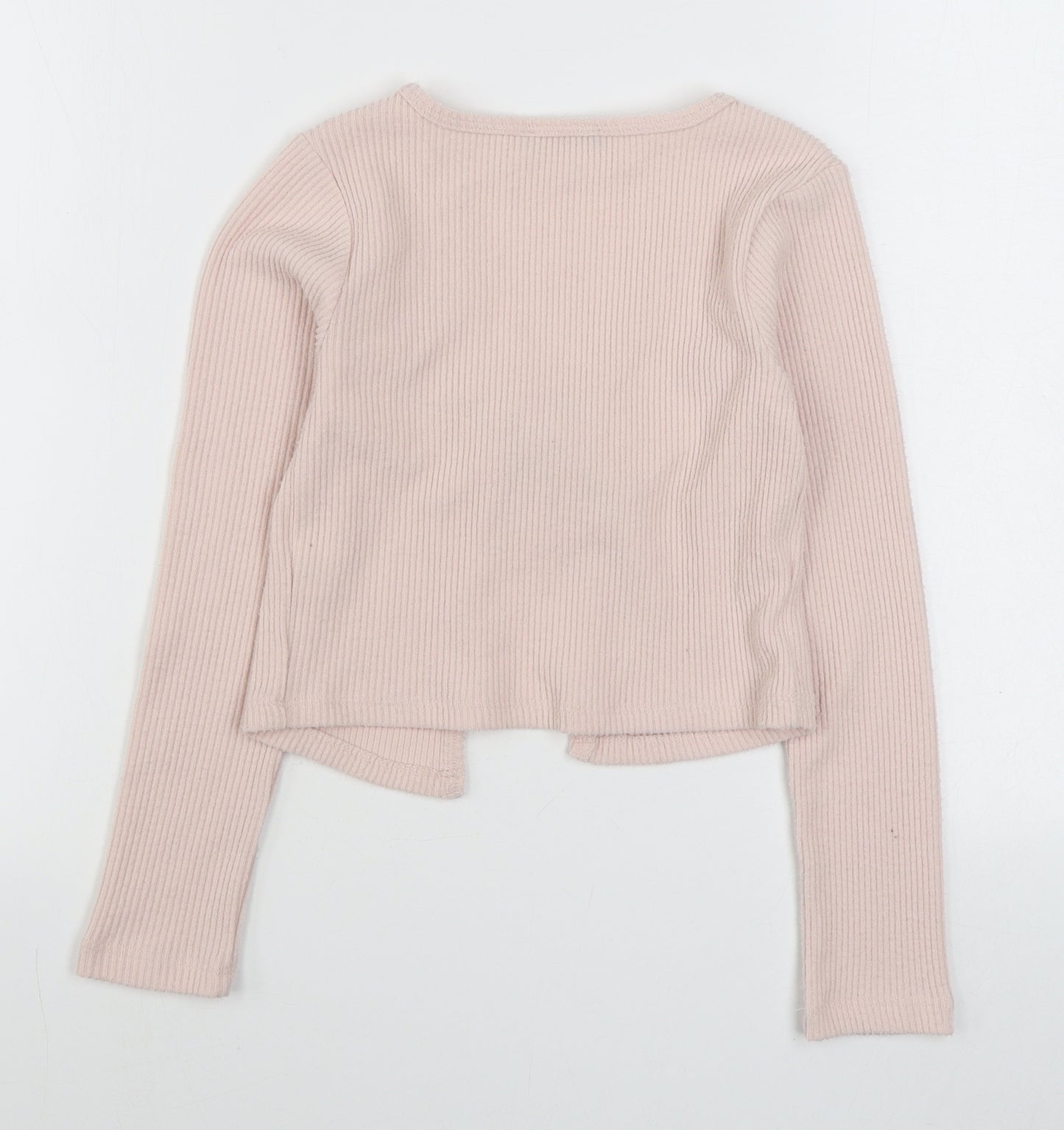 Select Girls Pink V-Neck  Polyester Cardigan Jumper Size 10-11 Years  Tie