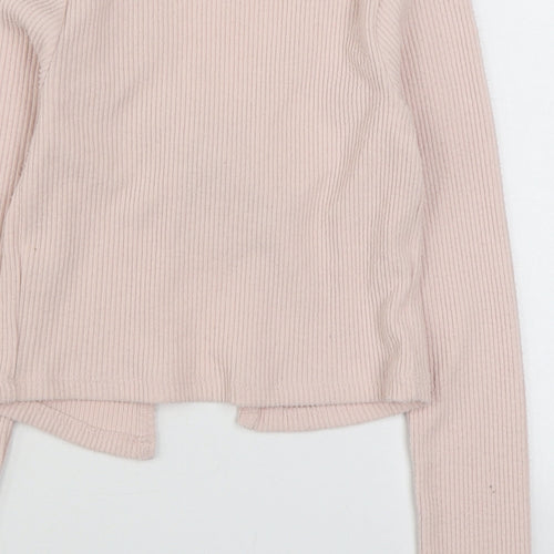 Select Girls Pink V-Neck  Polyester Cardigan Jumper Size 10-11 Years  Tie