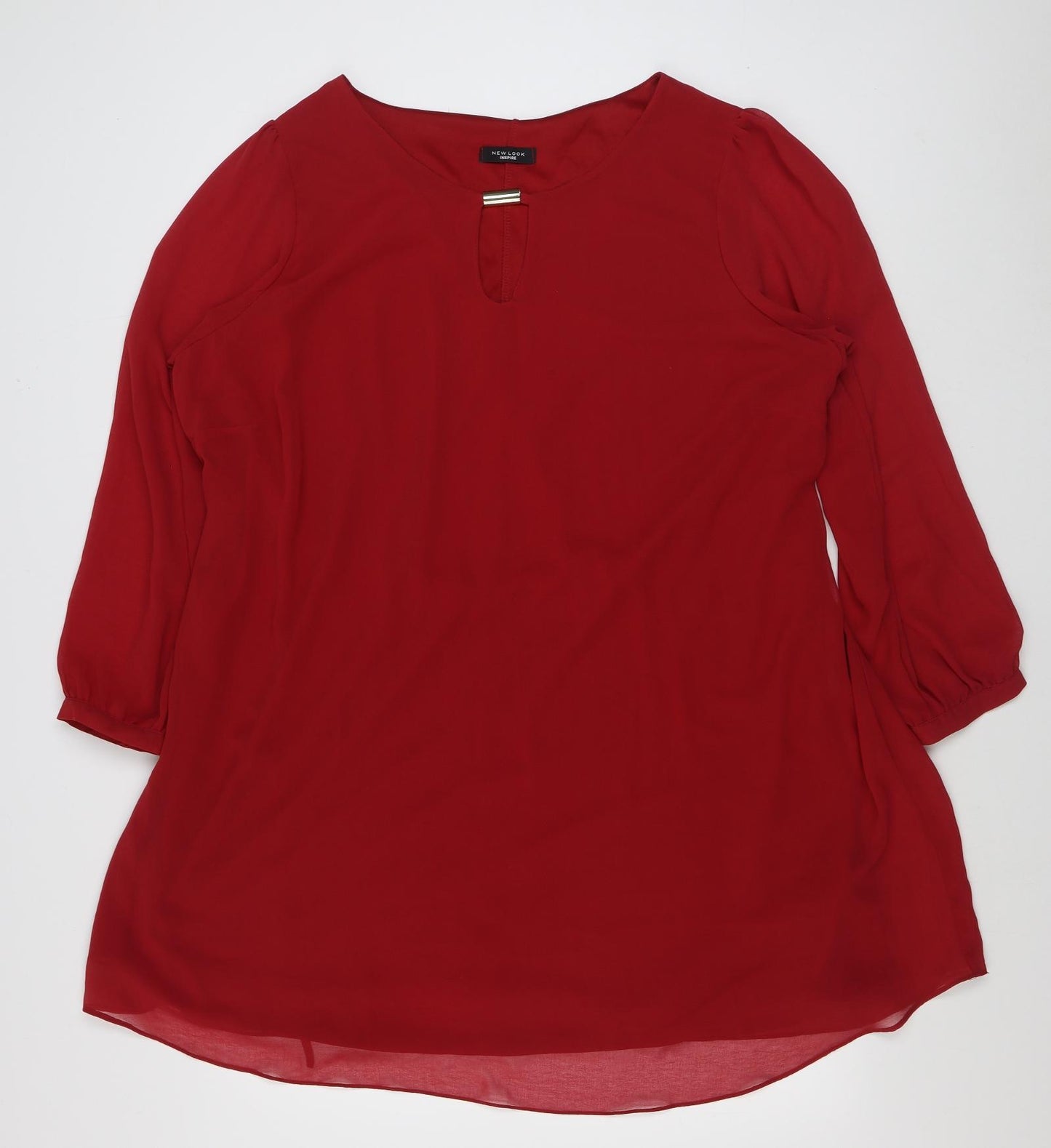 New Look Womens Red  Polyester A-Line  Size 24  Boat Neck Pullover