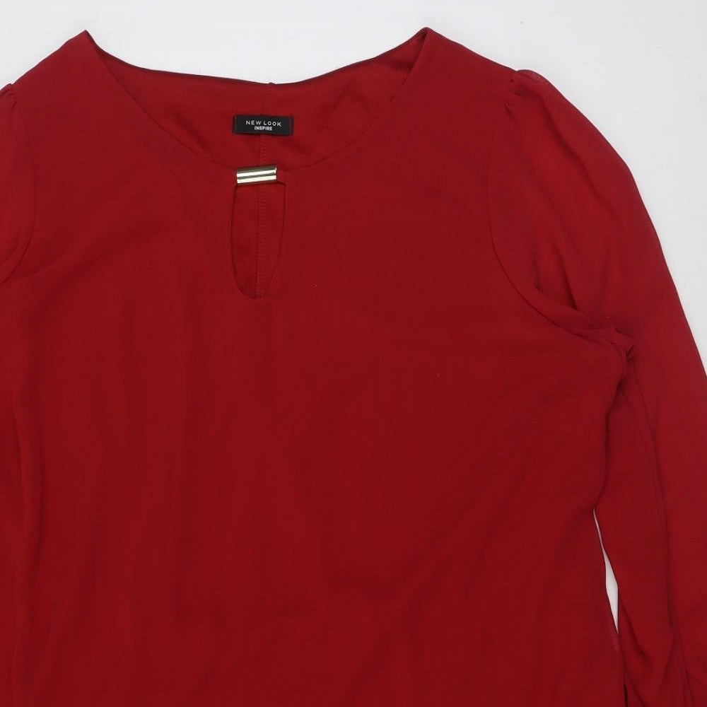 New Look Womens Red  Polyester A-Line  Size 24  Boat Neck Pullover