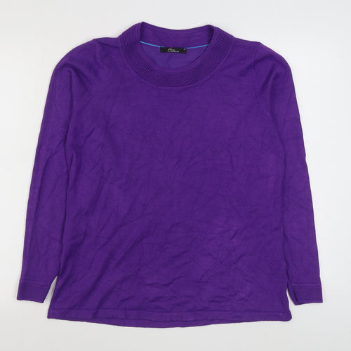 Bm Collection Womens Purple Round Neck  Polyester Pullover Jumper Size M