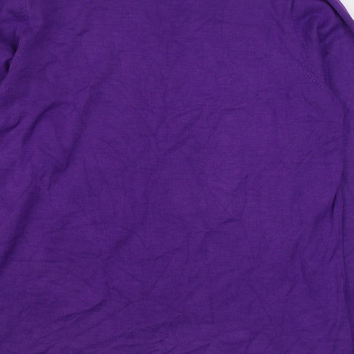 Bm Collection Womens Purple Round Neck  Polyester Pullover Jumper Size M