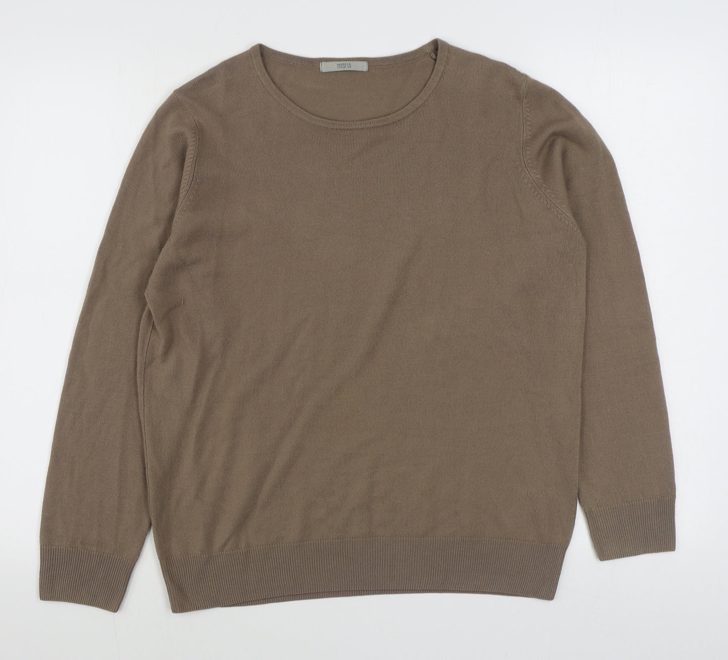 Marks and Spencer Womens Brown Round Neck  Acrylic Pullover Jumper Size 16