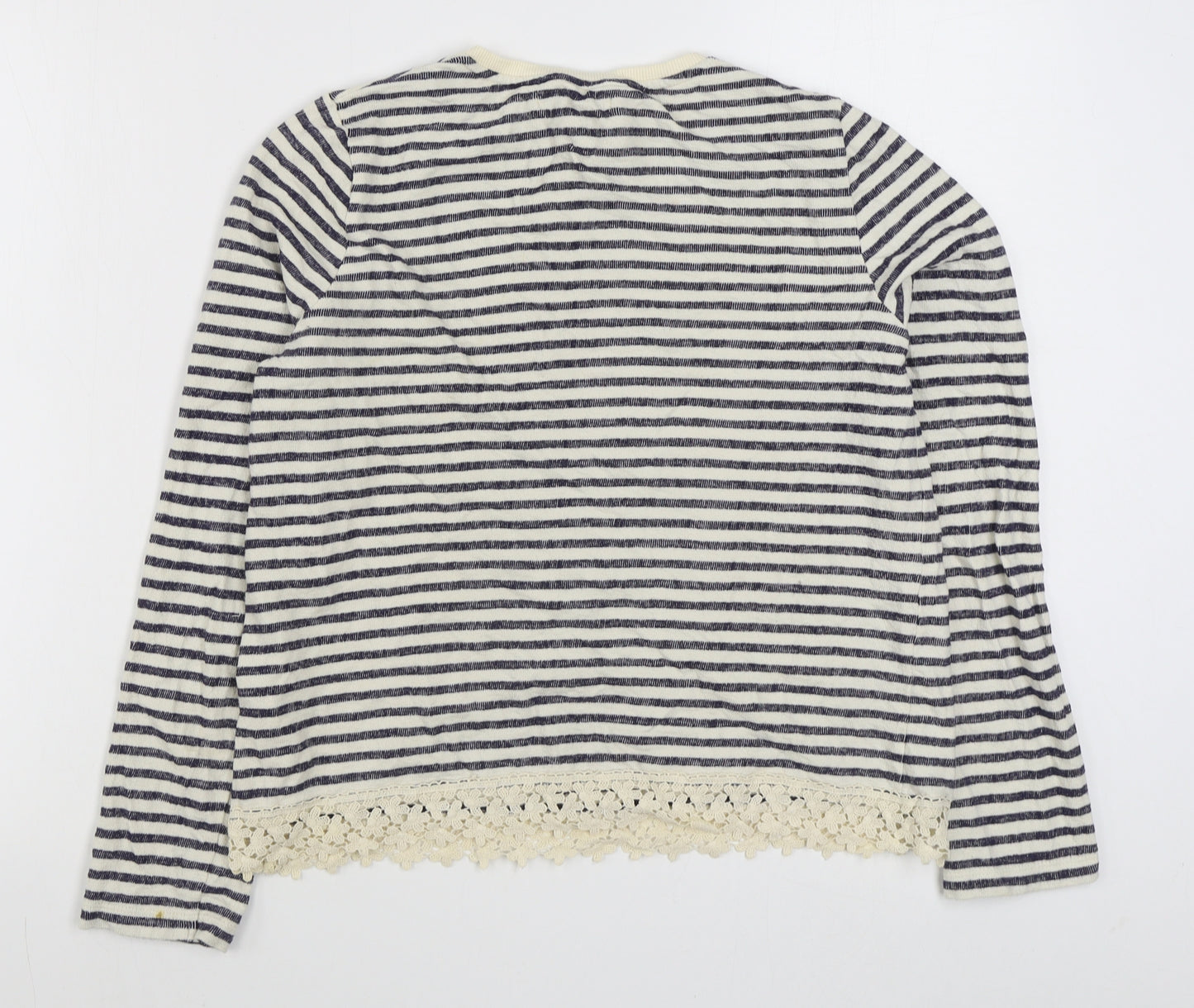 Marks and Spencer Girls Blue Round Neck Striped Cotton Pullover Jumper Size 13-14 Years  Pullover