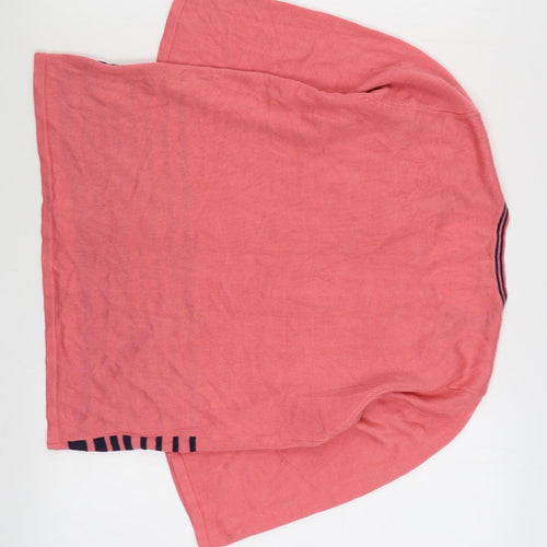 Classics Womens Pink Round Neck Striped Acrylic Pullover Jumper Size S