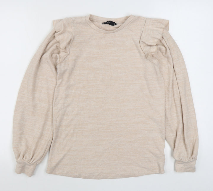 F&F Womens Beige Polyester Pullover Sweatshirt Size 6 Pullover