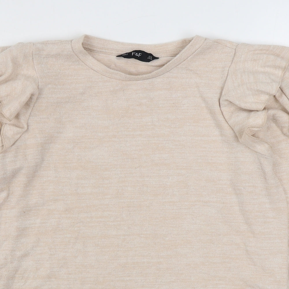 F&F Womens Beige  Polyester Pullover Sweatshirt Size 6  Pullover