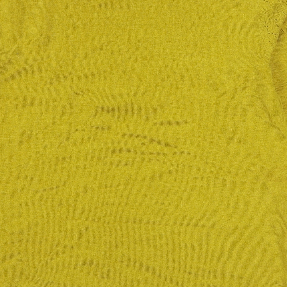 Warehouse Womens Yellow Round Neck  Viscose Pullover Jumper Size 10