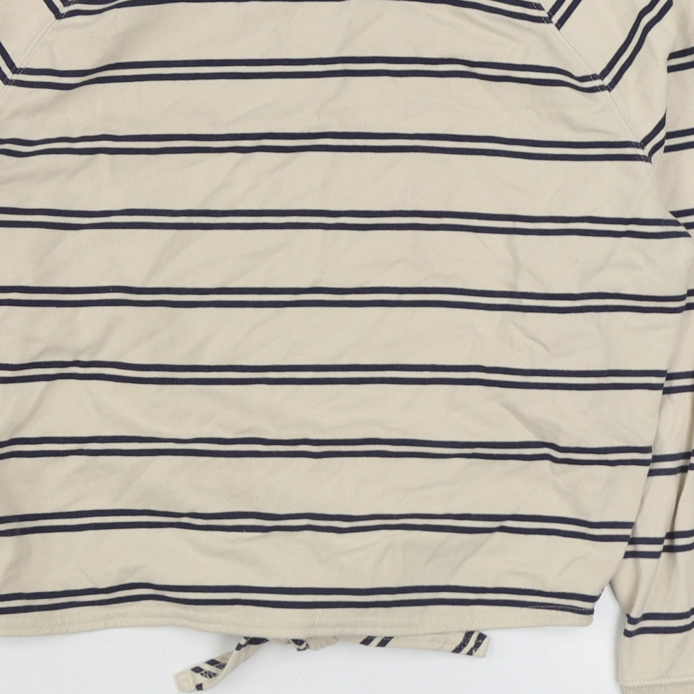 F&F Womens Beige Striped Cotton Pullover Sweatshirt Size 8  Pullover