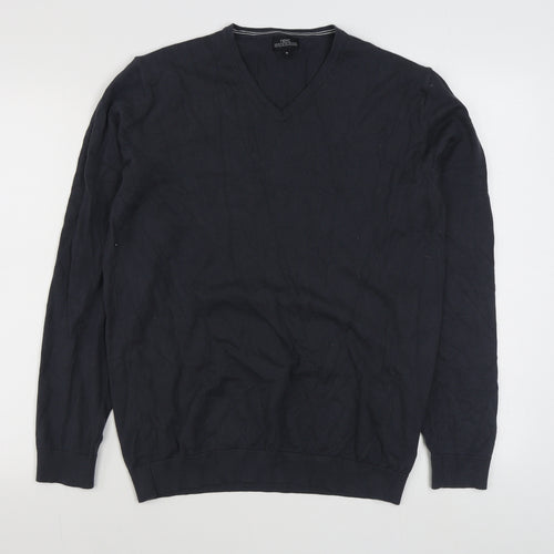 NEXT Mens Grey V-Neck  Cotton Pullover Jumper Size M