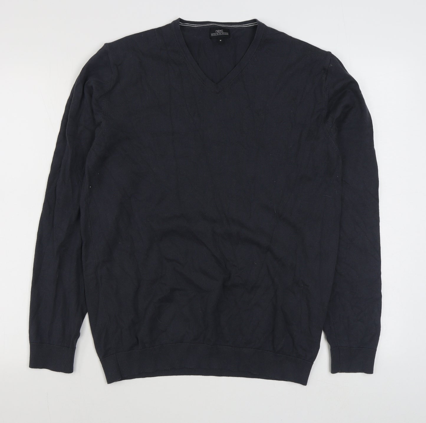 NEXT Mens Grey V-Neck  Cotton Pullover Jumper Size M