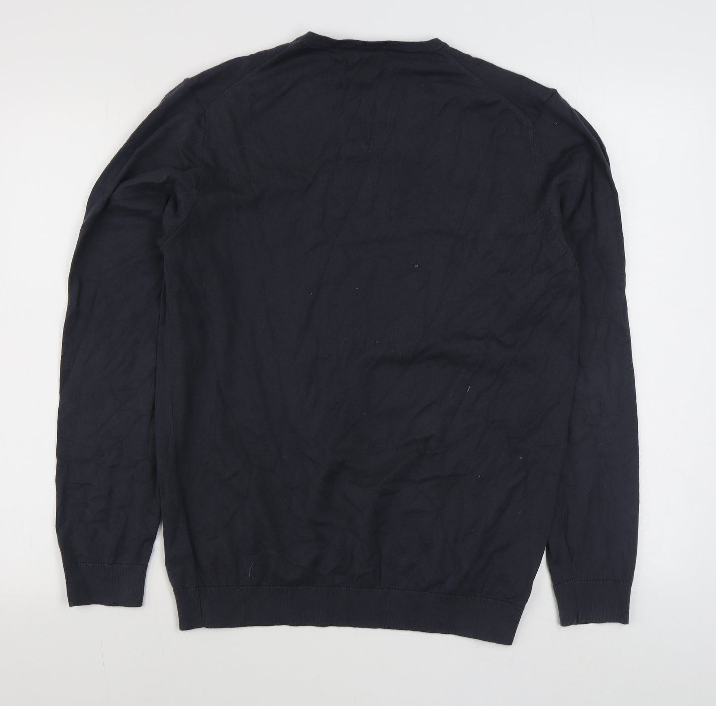 NEXT Mens Grey V-Neck  Cotton Pullover Jumper Size M