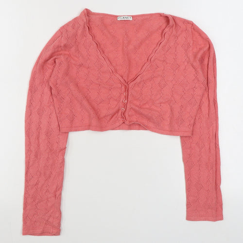 Planet Womens Pink V-Neck  Viscose Cardigan Jumper Size S