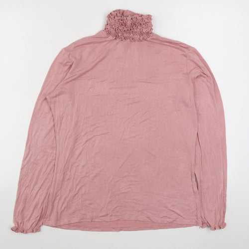Preworn Womens Pink  Viscose Basic T-Shirt Size M High Neck