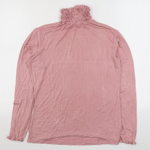 Preworn Womens Pink  Viscose Basic T-Shirt Size M High Neck