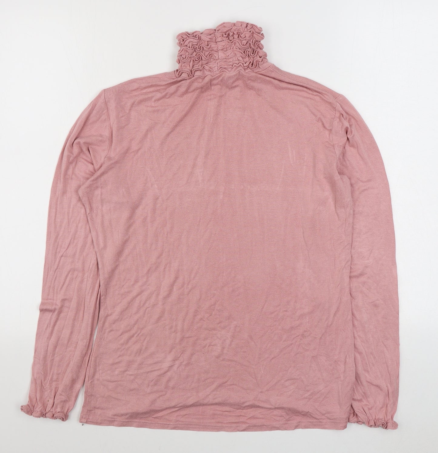 Preworn Womens Pink  Viscose Basic T-Shirt Size M High Neck