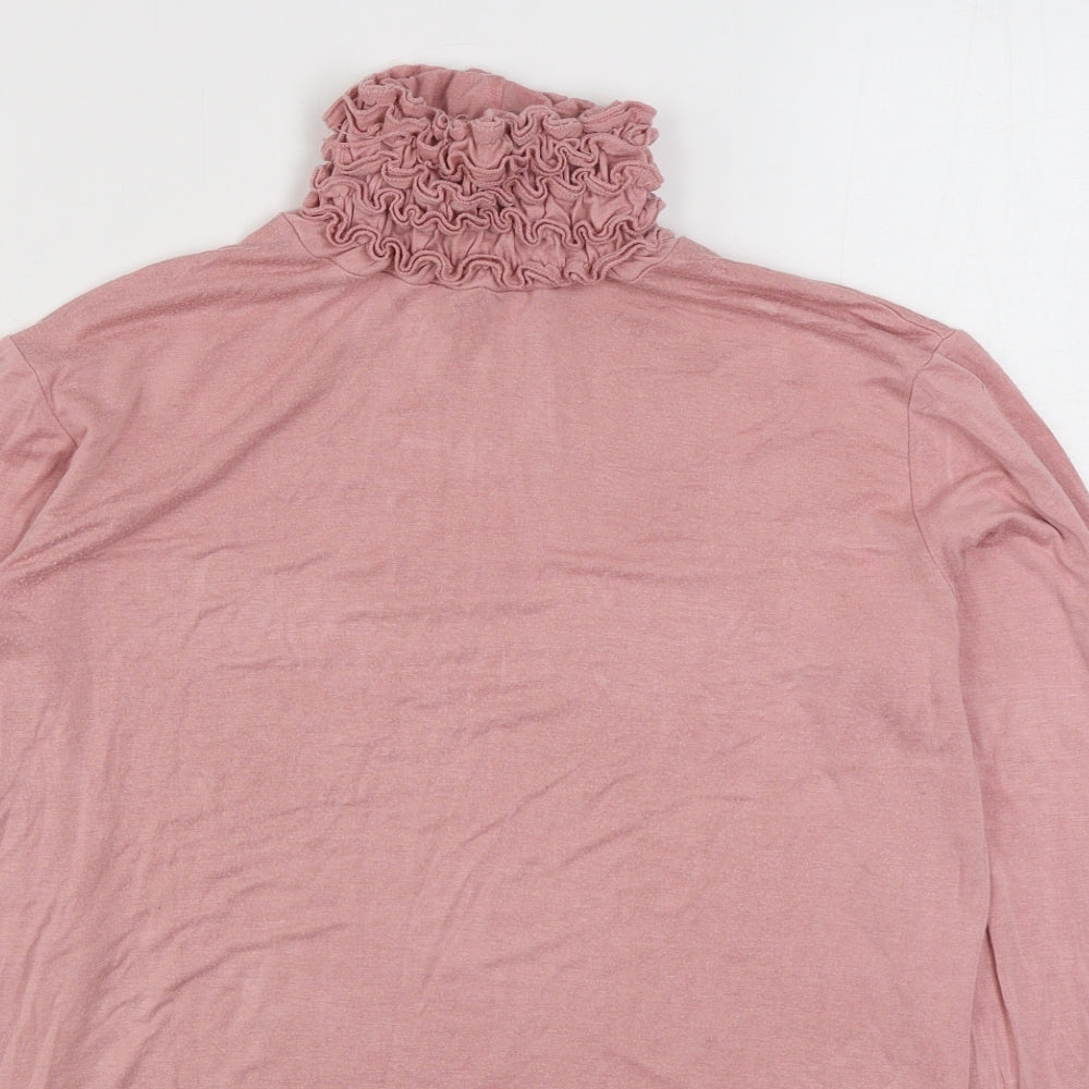 Preworn Womens Pink  Viscose Basic T-Shirt Size M High Neck