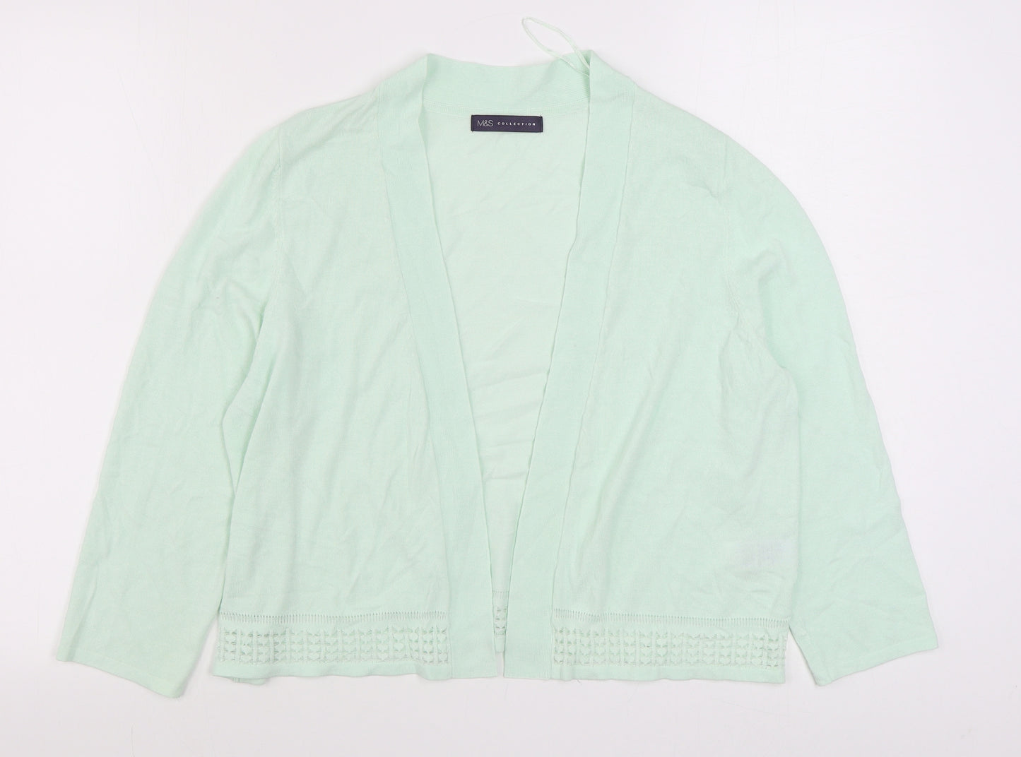 Marks and Spencer Womens Green V-Neck  Viscose Cardigan Jumper Size 18