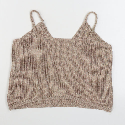 Preworn Womens Gold  Viscose Camisole Tank Size M V-Neck