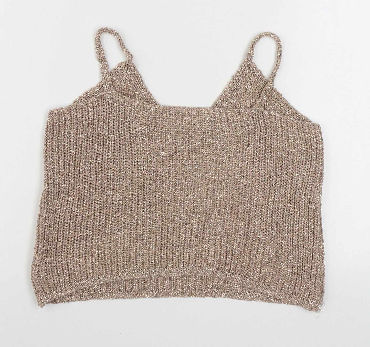 Preworn Womens Gold  Viscose Camisole Tank Size M V-Neck