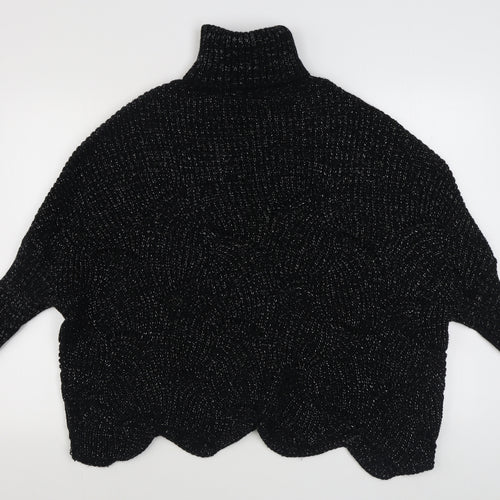 Preworn Womens Black Roll Neck  Acrylic Pullover Jumper Size S