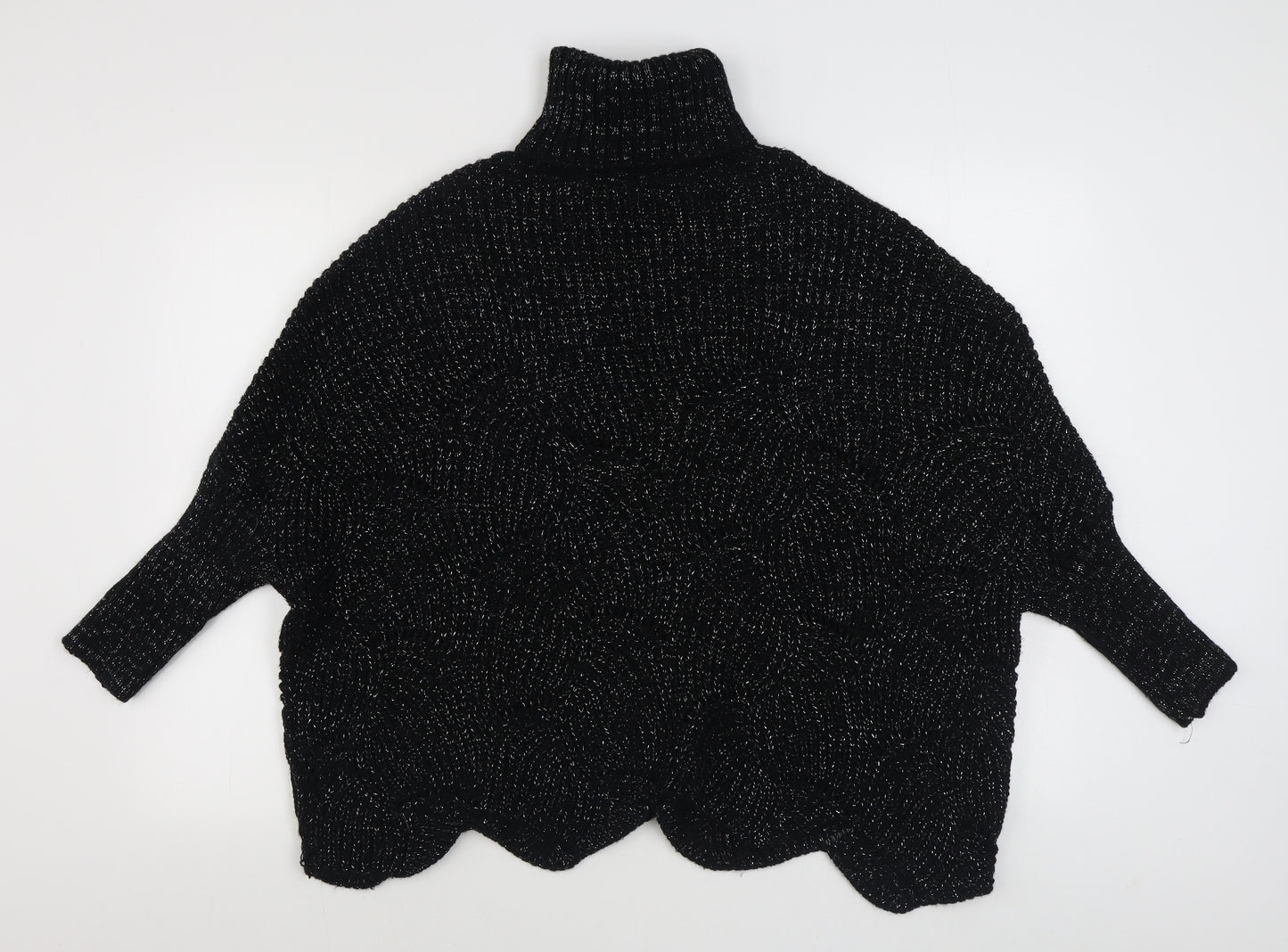 Preworn Womens Black Roll Neck  Acrylic Pullover Jumper Size S