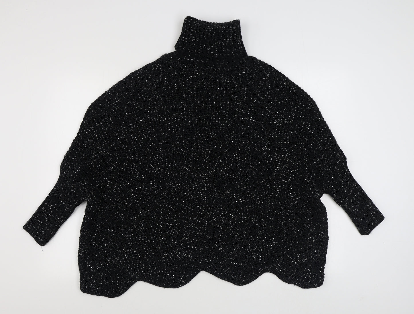 Preworn Womens Black Roll Neck  Acrylic Pullover Jumper Size S