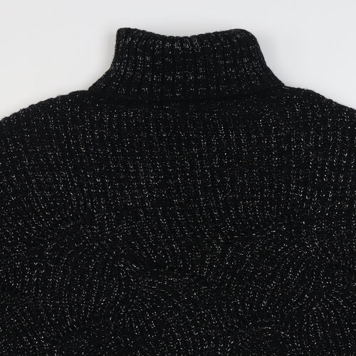 Preworn Womens Black Roll Neck  Acrylic Pullover Jumper Size S