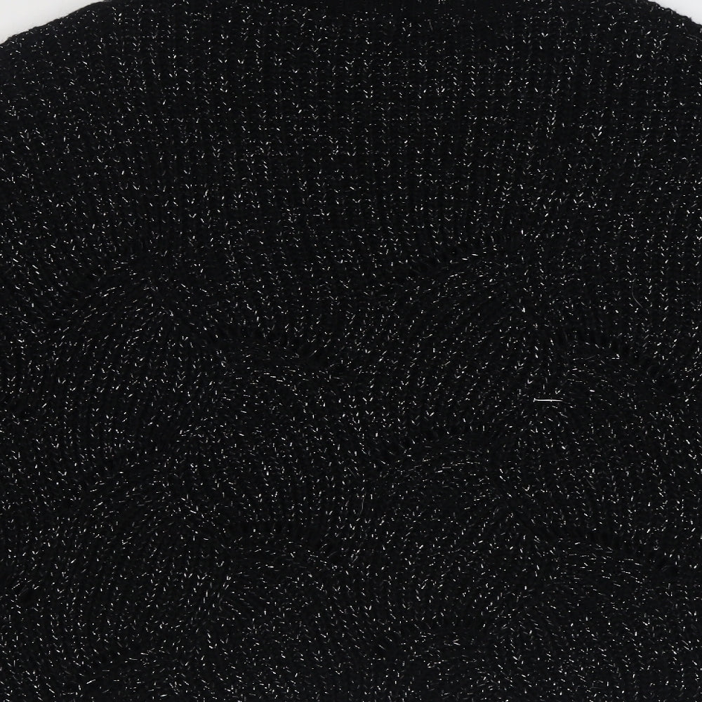 Preworn Womens Black Roll Neck  Acrylic Pullover Jumper Size S