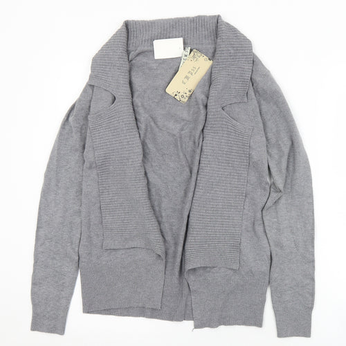 C. M. P. Womens Grey Collared  Viscose Cardigan Jumper Size XS