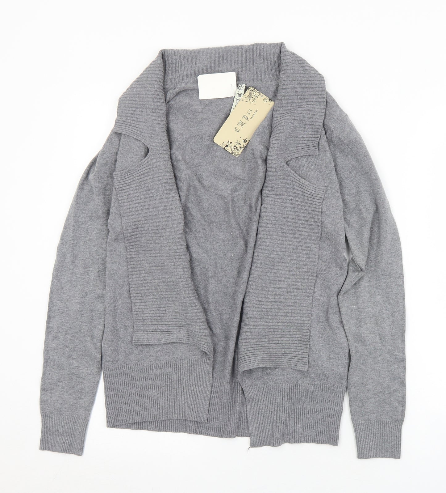 C. M. P. Womens Grey Collared  Viscose Cardigan Jumper Size XS