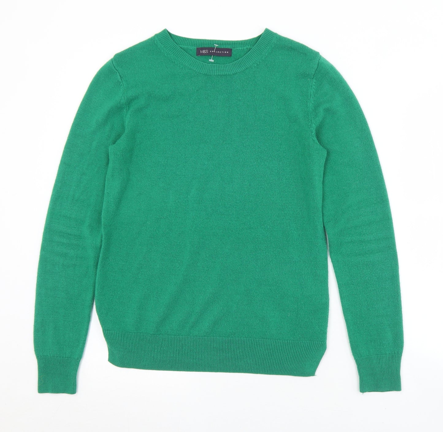 Marks and Spencer Womens Green Crew Neck  Acrylic Pullover Jumper Size 8
