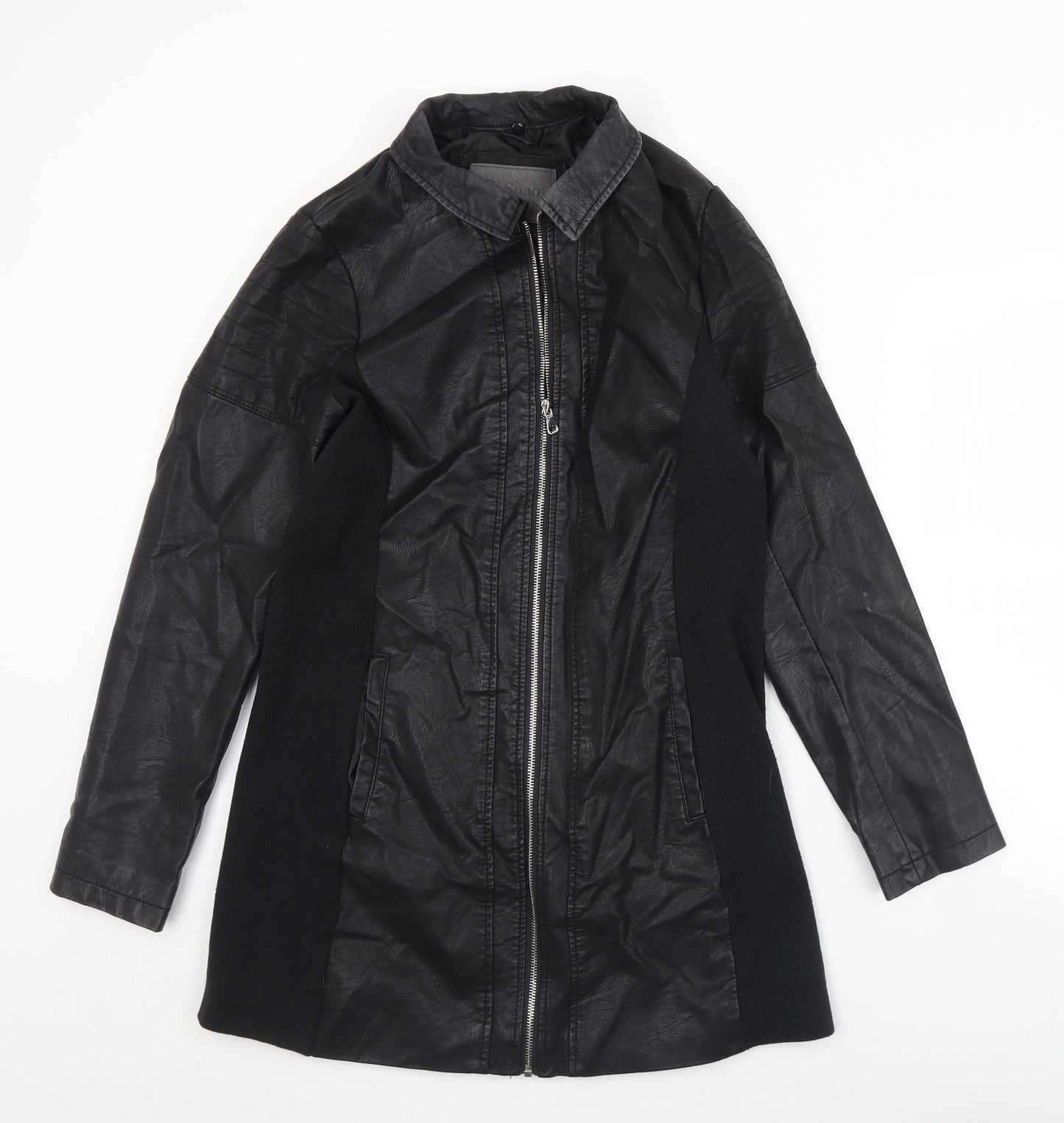 CI SONO Womens Black   Overcoat Coat Size L  Zip