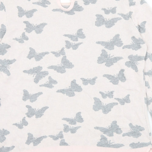 M&Co Womens Pink Boat Neck Geometric Viscose Pullover Jumper Size 10   - Butterflies
