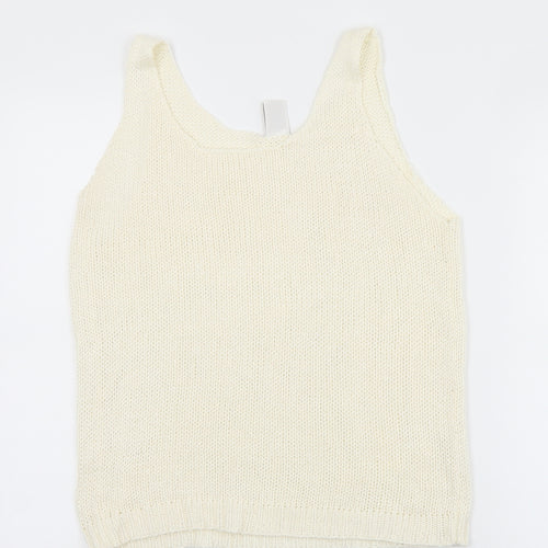 VILA Womens White Round Neck  Acrylic Vest Jumper Size M