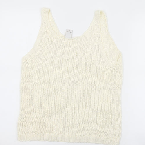 VILA Womens White Round Neck  Acrylic Vest Jumper Size M