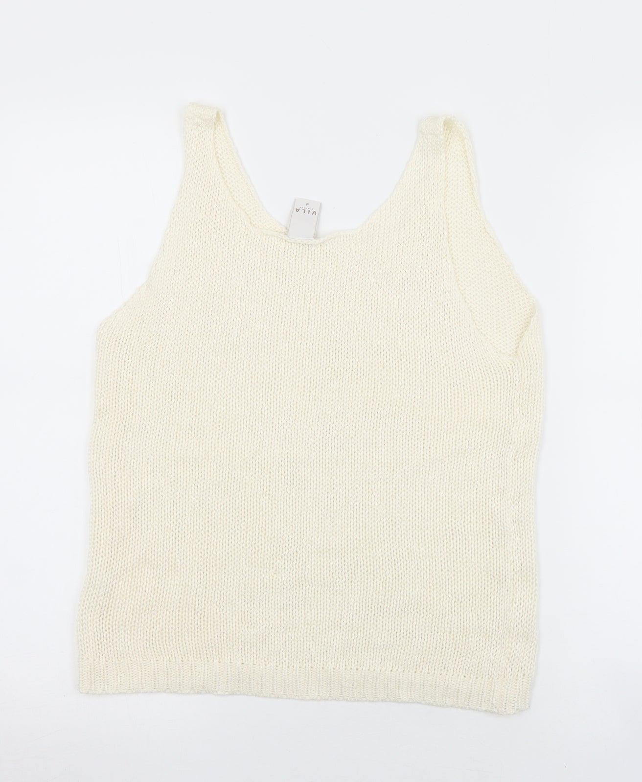 VILA Womens White Round Neck  Acrylic Vest Jumper Size M