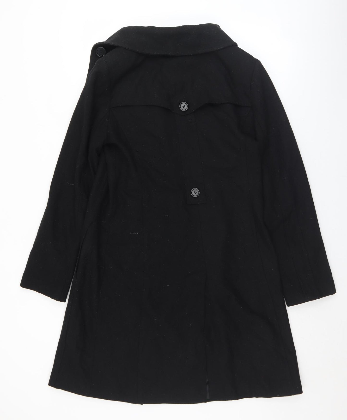 Fashion ELLE Womens Black   Pea Coat Coat Size L  Button