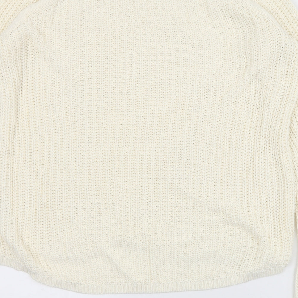 H&M Womens Ivory Crew Neck  Acrylic Pullover Jumper Size S