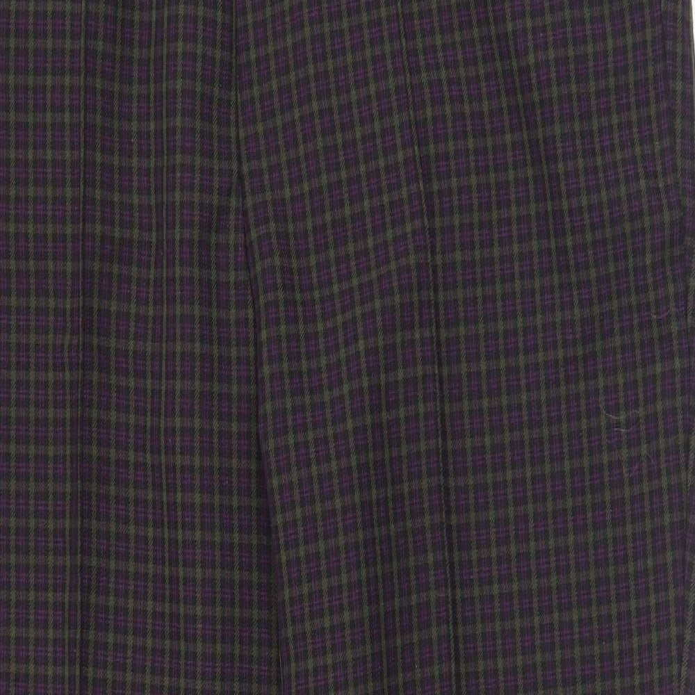 Marks and Spencer Womens Purple Check Polyester Dress Pants Trousers Size 16 L29 in Regular